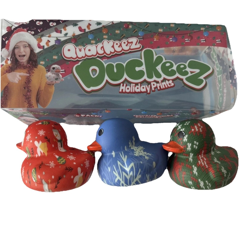 Quackeez Duckeez Holiday Prints Christmas Rubber Ducks Jeep Ducking New In Box